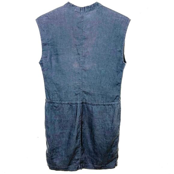 Standard James Perse Womens Linen Dress Sleeveless Button Front Blue Size Small - Picture 3 of 11